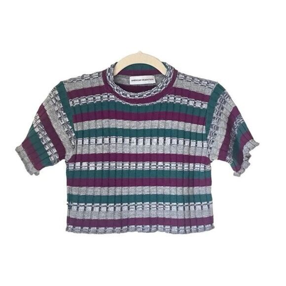 S2 American Deadstock Ribbed Cropped Top Size Medium - Picture 1 of 4